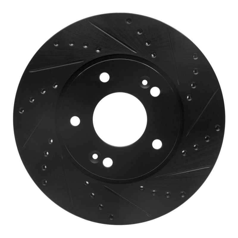 Kia Forte Koup Brake Rotor (1) - Front Right - R1 Concepts - Drilled & Slotted - Black - `10-`13